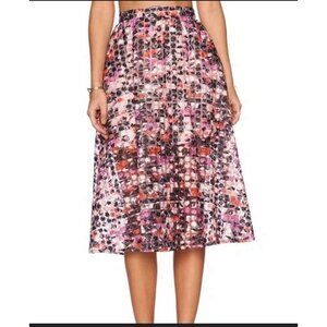 Revolve Sam Edelman Stripe Floral Midi Skirt in Multi Size 2 Pockets Embroidered